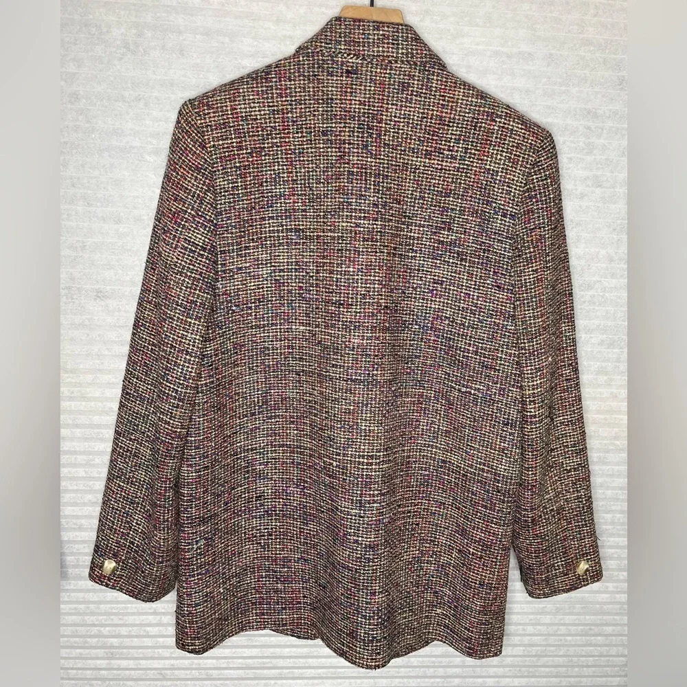 AMBIANCE New York Vintage Tweed Silk Women’s Blazer Jacket multicolor size M - Picture 11 of 14